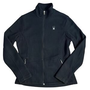 Spyder Women’s Major Cable Stryke Endure Ribbed Full Zip Fleece Jacket BLK Sz L